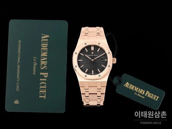오데마피게 로열오크 스와로브스키 베젤 그랑 타피스리 쿼츠 33mm 67651OR 블랙 다이얼 로즈골드 브레이슬릿 (2)