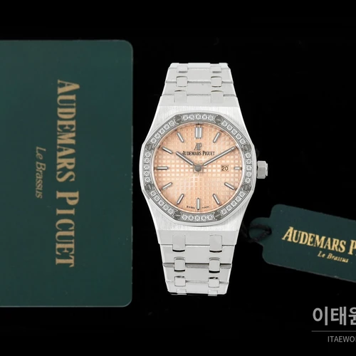 오데마피게 로열오크 스와로브스키 베젤 그랑 타피스리 쿼츠 33mm 67651OR 샴페인 다이얼 스틸 브레이슬릿 (2)