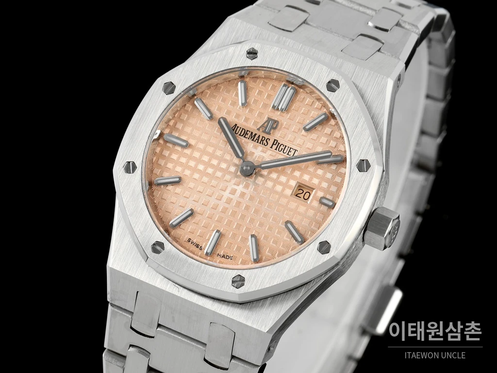 오데마피게 로열오크 스와로브스키 베젤 그랑 타피스리 쿼츠 33mm 67651OR 샴페인 다이얼 스틸 브레이슬릿
