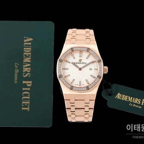 오데마피게 로열오크 스와로브스키 베젤 그랑 타피스리 쿼츠 33mm 67651OR 자개 다이얼 로즈골드 브레이슬릿 오데마피게 로열오크 스와로브스키 베젤 그랑 타피스리 쿼츠 33mm 67651OR 자개 다이얼 로즈골드 브레이슬릿