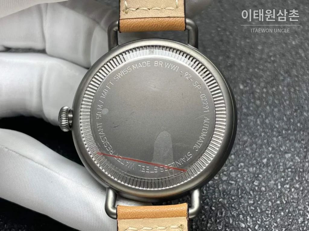 벨앤로스 빈티지 그레이PVD 스틸 블랙다이얼 오토매틱 45mm 브라운 가죽 스트랩 그레이 베젤