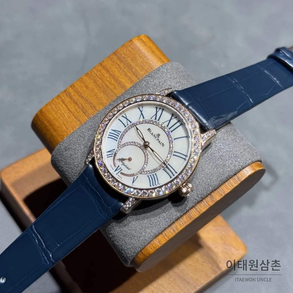 블랑팡 다이아몬드 볼 오토매틱 34.9mm 은색