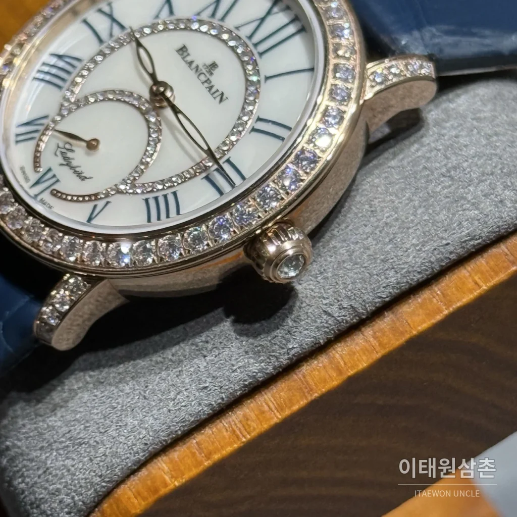 블랑팡 다이아몬드 볼 오토매틱 34.9mm 은색