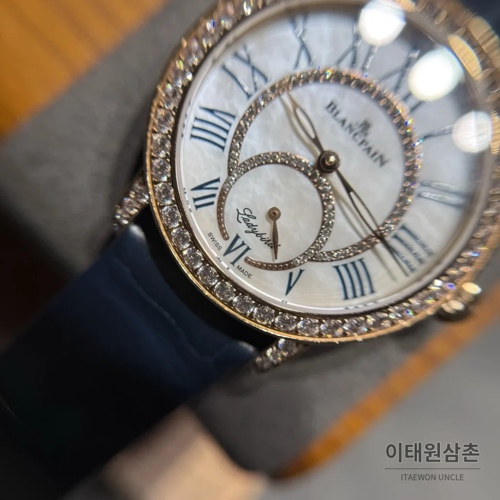 블랑팡 다이아몬드 볼 오토매틱 34.9mm 은색