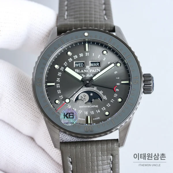 블랑팡 피프티패덤즈 오토매틱 43.6mm 그레이 다이얼