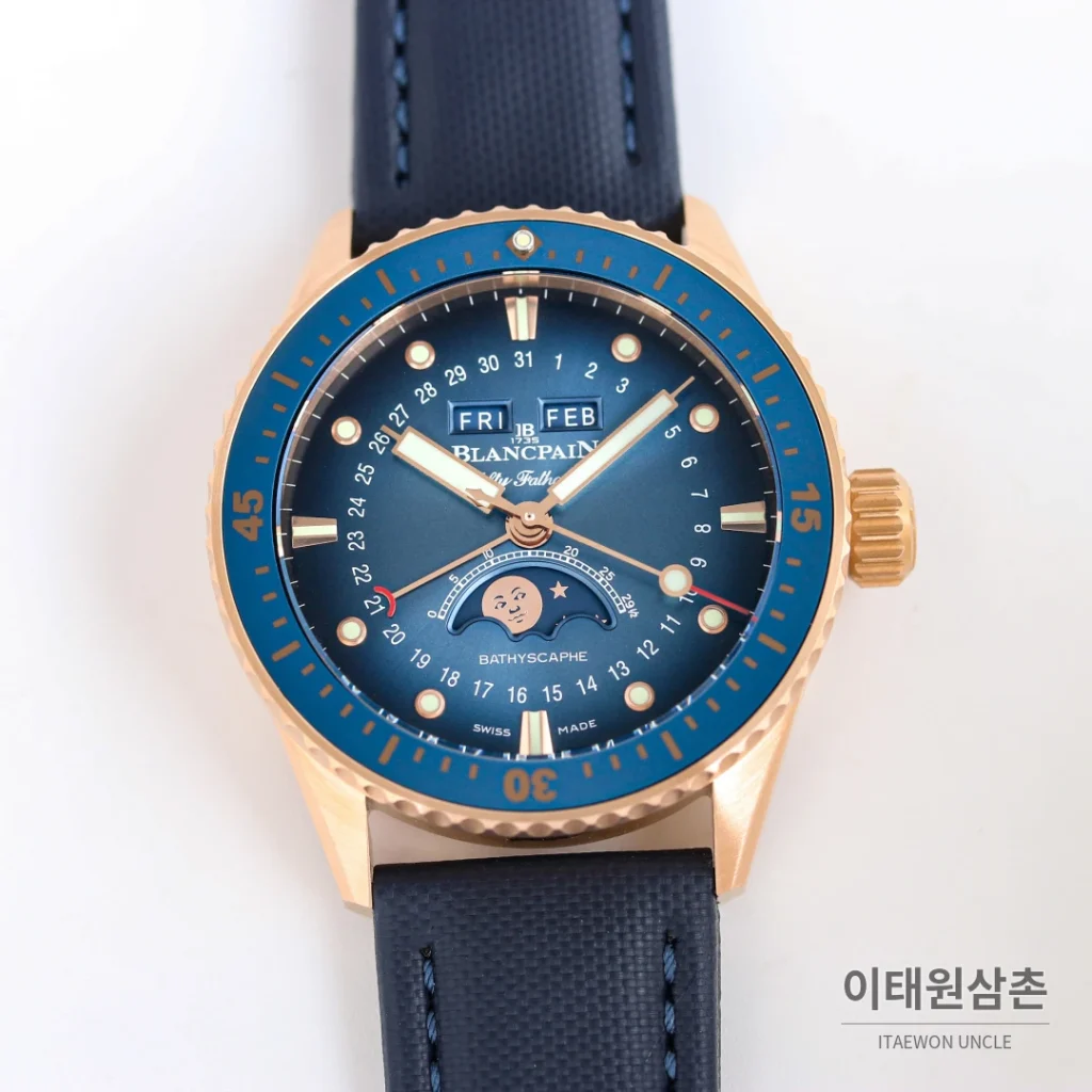 블랑팡 피프티패덤즈 오토매틱 43.6mm 블루 다이얼