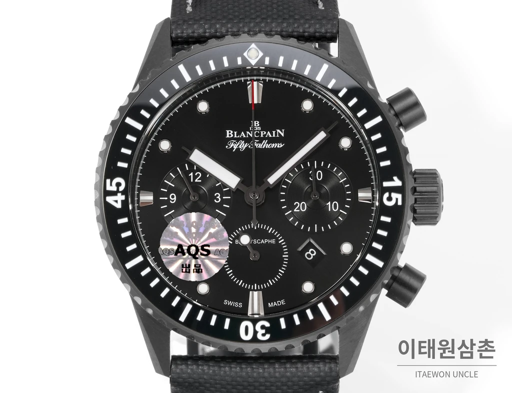 블랑팡 피프티패덤즈 바티스카프 블랙다이얼 골드베젤 크로노그래프 43.6mm