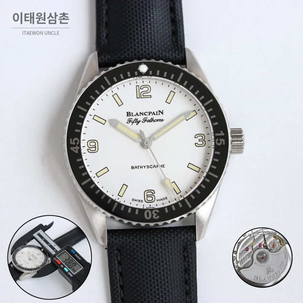 블랑팡 피프티패덤즈 바티스카프 세라믹 오토매틱 38mm 블랙 블랙 나일론 스트랩