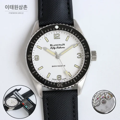 블랑팡 피프티패덤즈 바티스카프 세라믹 오토매틱 38mm 블랙 블랙 나일론 스트랩