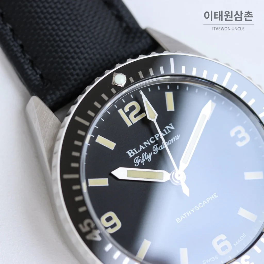 블랑팡 피프티패덤즈 바티스카프 세라믹 오토매틱 38mm 블랙 블랙 나일론 스트랩 (2)