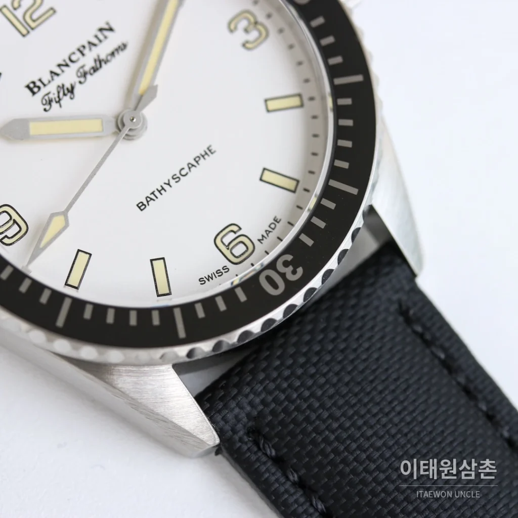 블랑팡 피프티패덤즈 바티스카프 세라믹 오토매틱 38mm 블랙 블랙 나일론 스트랩