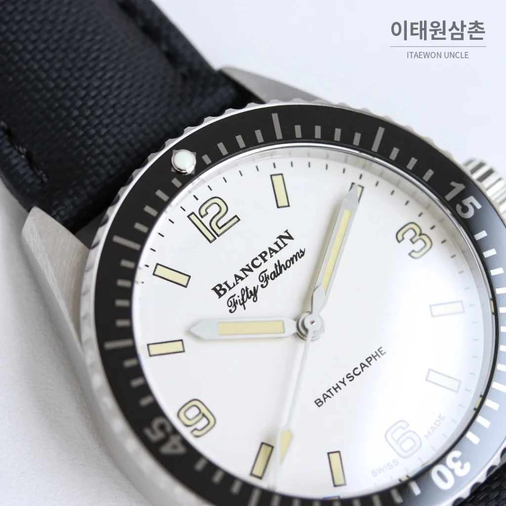 블랑팡 피프티패덤즈 바티스카프 세라믹 오토매틱 38mm 블랙 블랙 나일론 스트랩