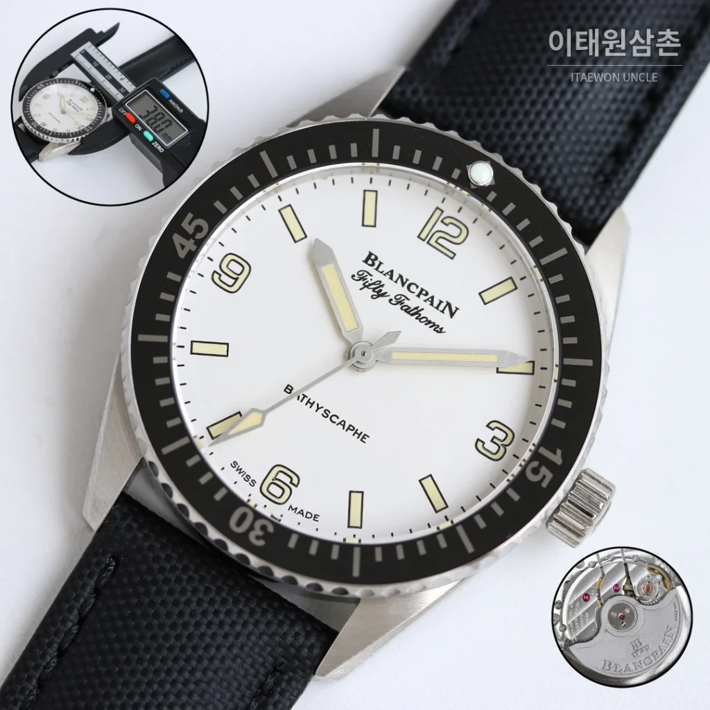 블랑팡 피프티패덤즈 바티스카프 세라믹 오토매틱 38mm 블랙 블랙 나일론 스트랩