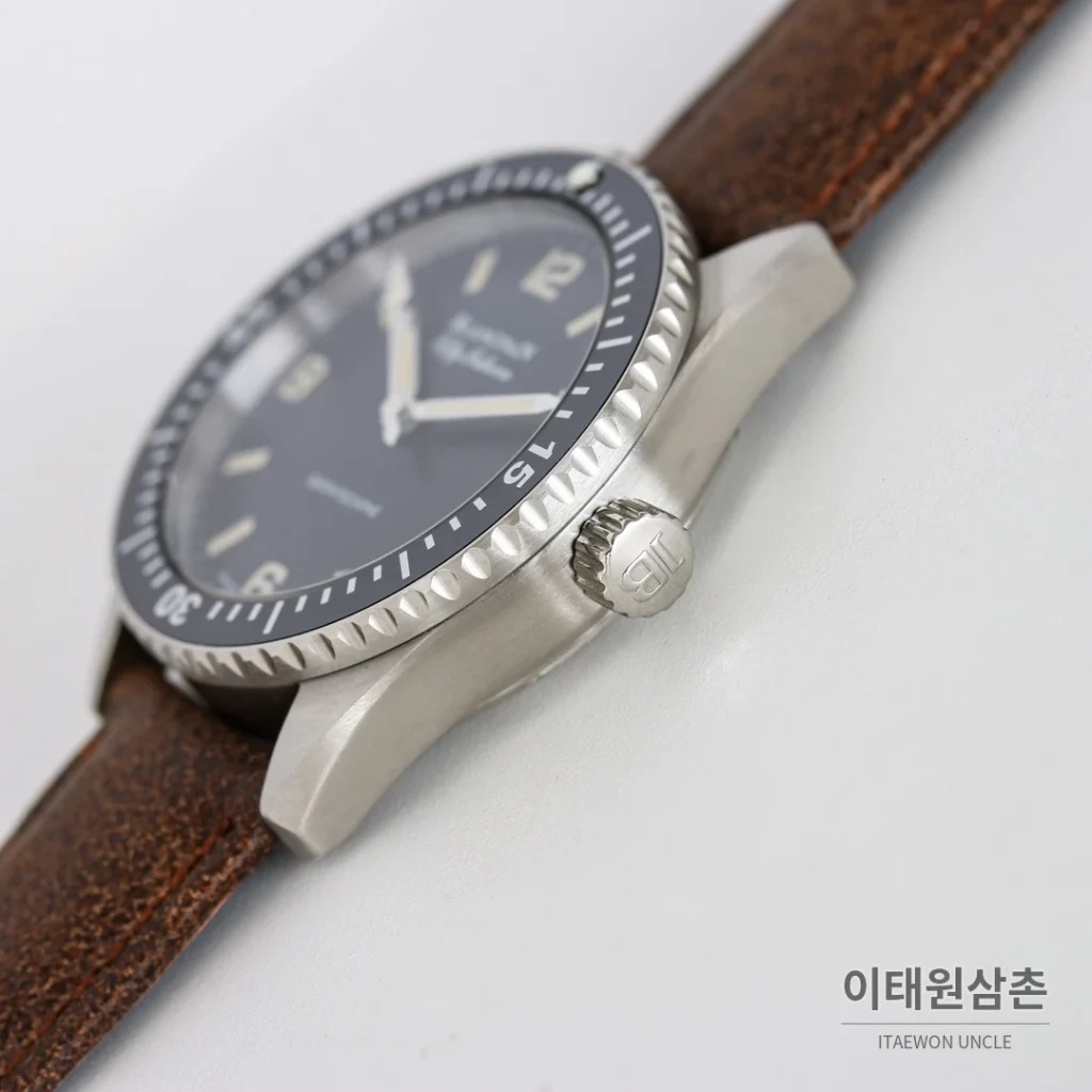 블랑팡 피프티패덤즈 바티스카프 세라믹 오토매틱 38mm 블랙 브라운 가죽 스트랩