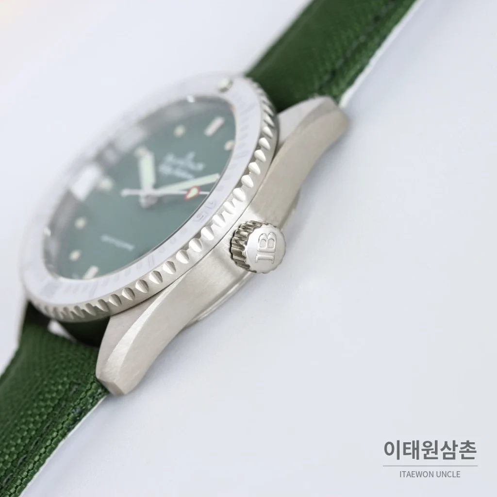 블랑팡 피프티패덤즈 바티스카프 세라믹 오토매틱 38mm 블랙 그린 나일론 스트랩