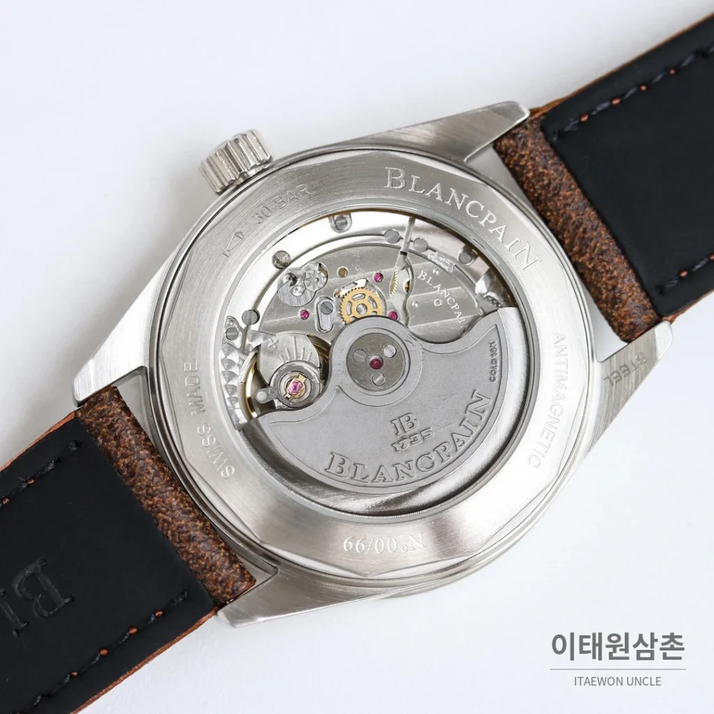 블랑팡 피프티패덤즈 바티스카프 세라믹 오토매틱 38mm 블랙 브라운 가죽 스트랩