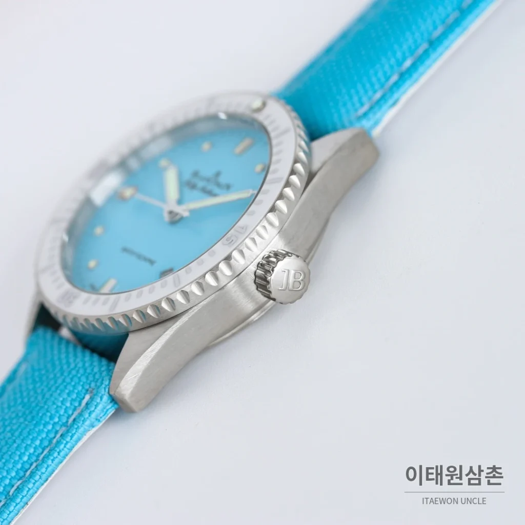 블랑팡 피프티패덤즈 바티스카프 세라믹 오토매틱 38mm 블랙 블루 나일론 스트랩