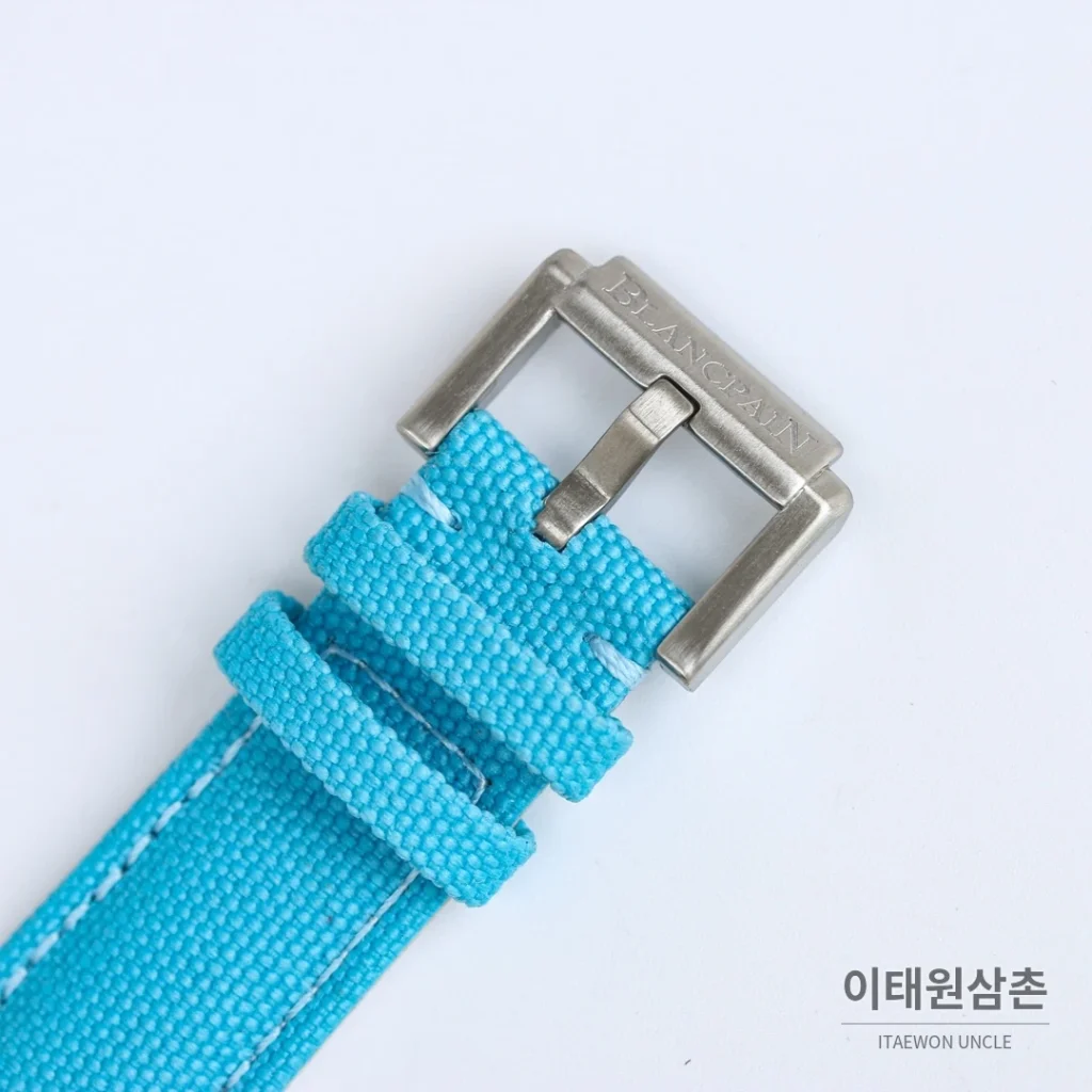 블랑팡 피프티패덤즈 바티스카프 세라믹 오토매틱 38mm 블랙 블루 나일론 스트랩