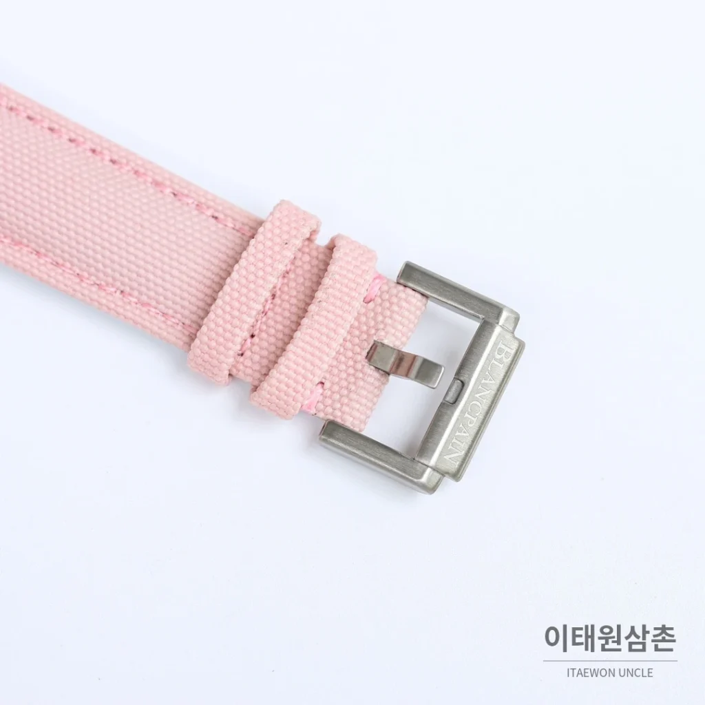 블랑팡 피프티패덤즈 바티스카프 세라믹 오토매틱 38mm 블랙 핑크 나일론 스트랩