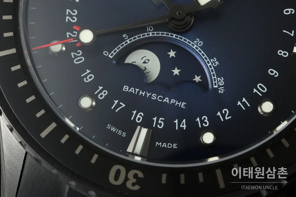 블랑팡 피프티패덤즈 바티스카프 세라믹 풀캘린더 문페이즈 오토매틱 43.6mm 블랙 세라믹 브레이슬릿 블랙 베젤