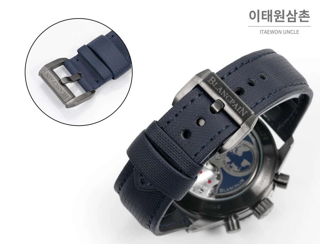 블랑팡 피프티패덤즈 바티스카프 코발트 다이얼·베젤 크로노그래프 43.6mm 5200-1110-B52A 네이비 나일론 스트랩 세라믹 케이스