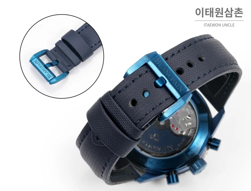 블랑팡 피프티패덤즈 바티스카프 코발트 다이얼·베젤 크로노그래프 43.6mm 5200-1110-B52A 네이비 나일론 스트랩 티타늄 케이스
