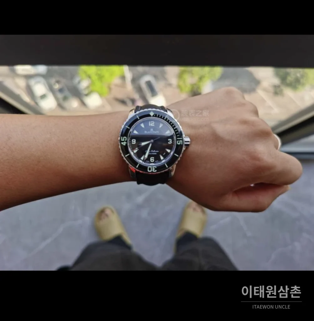 블랑팡 피프티패덤즈 블랙 세라믹 다이버 오토매틱 45mm 블랙 다이얼