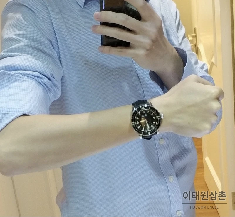 블랑팡 피프티패덤즈 블랙 세라믹 다이버 오토매틱 45mm 블랙 다이얼