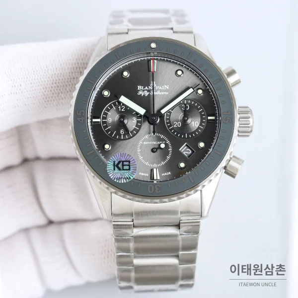 블랑팡 피프티패덤즈 크로노그래프 오토매틱 43.60mm 그레이 다이얼