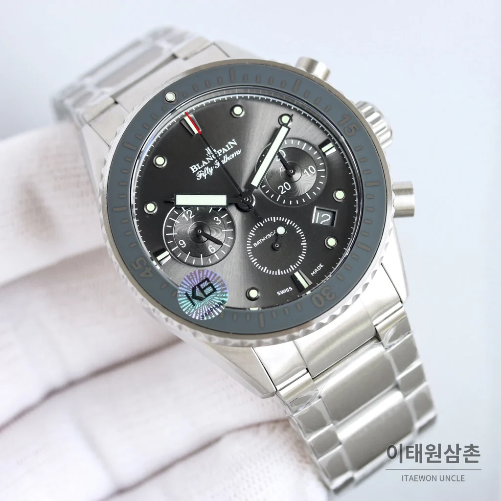 블랑팡 피프티패덤즈 크로노그래프 오토매틱 43.60mm 그레이 다이얼