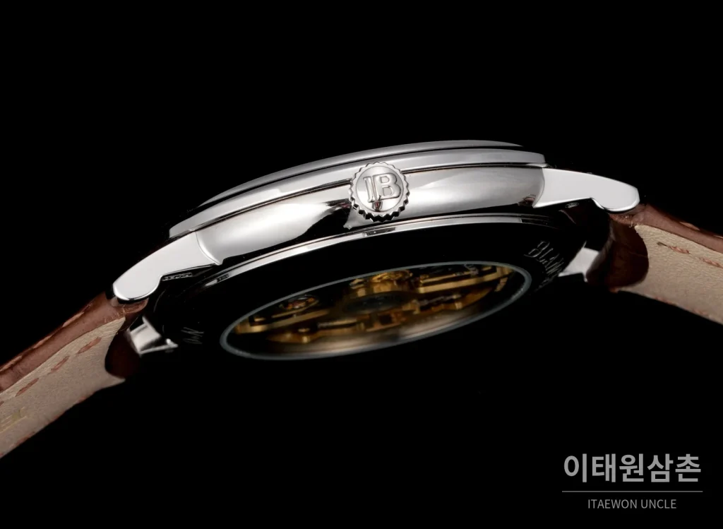 블랑팡 비레트 오토매틱 40mm 브라운 다이얼 브라운 가죽 스트랩