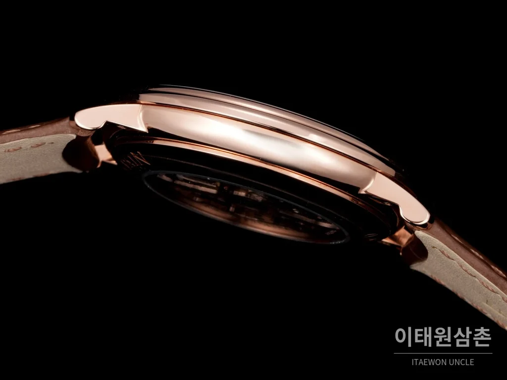 블랑팡 비레트 오토매틱 40mm 브라운 다이얼 브라운 가죽 스트랩 로즈골드 베젤