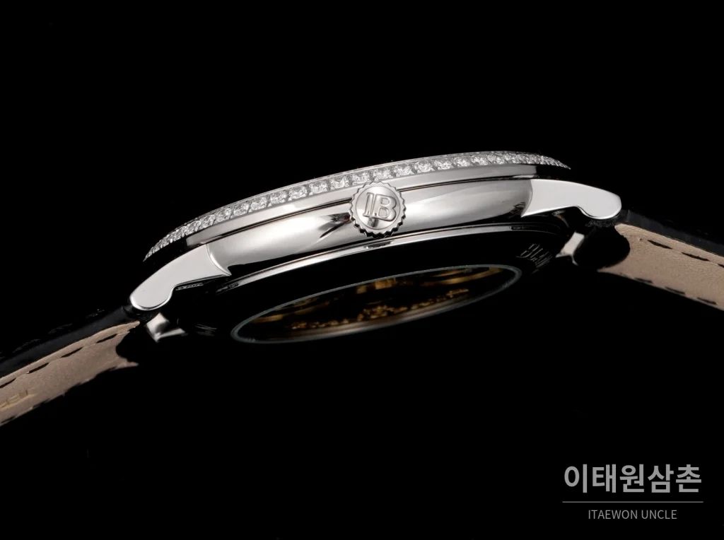 블랑팡 비레트 오토매틱 40mm 블랙 다이얼 블랙 가죽 스트랩 실버 베젤