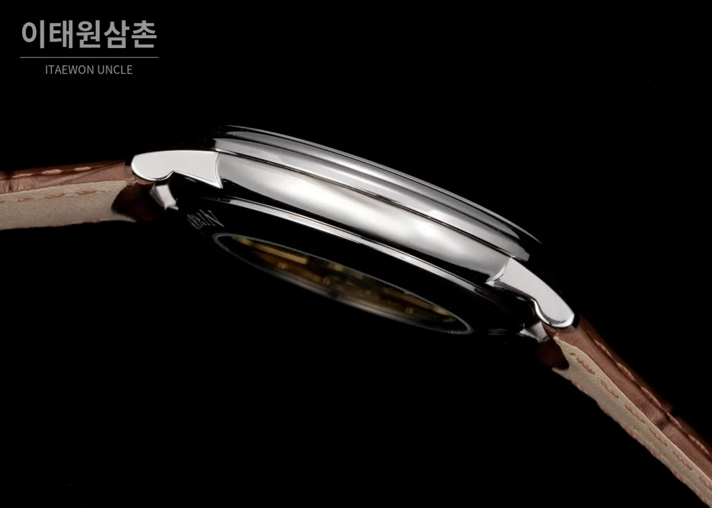 블랑팡 비레트 오토매틱 40mm 브라운 다이얼 브라운 가죽 스트랩