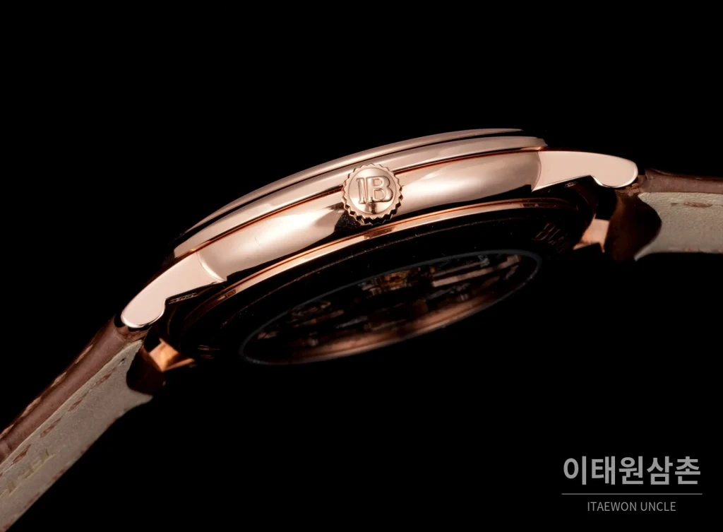블랑팡 비레트 오토매틱 40mm 브라운 다이얼 브라운 가죽 스트랩 로즈골드 베젤