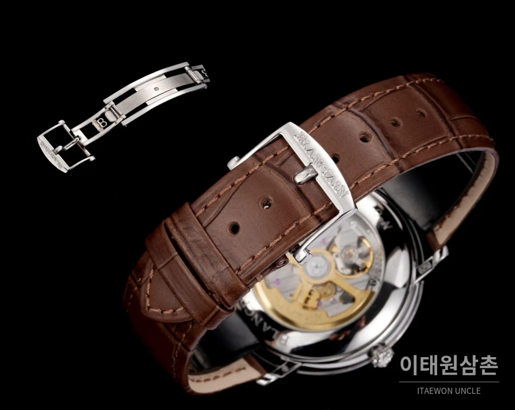 블랑팡 비레트 오토매틱 40mm 브라운 다이얼 브라운 가죽 스트랩