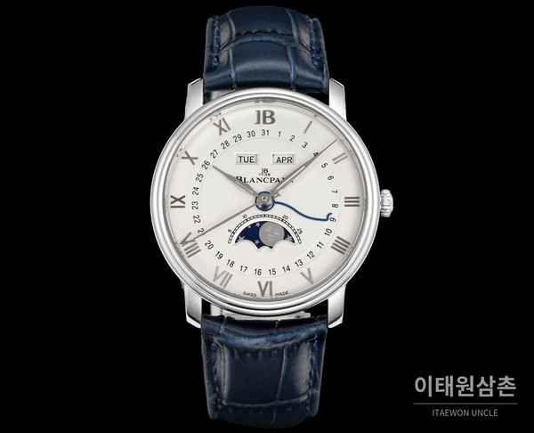 블랑팡 빌레레 컴플리트캘린더 문페이즈 오토매틱 40mm 6654N 화이트 다이얼