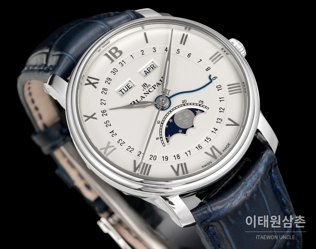 블랑팡 빌레레 컴플리트캘린더 문페이즈 오토매틱 40mm 6654N 화이트 다이얼