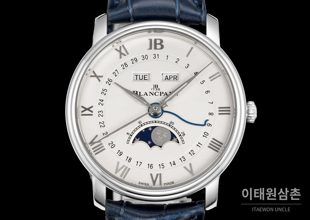 블랑팡 빌레레 컴플리트캘린더 문페이즈 오토매틱 40mm 6654N 화이트 다이얼