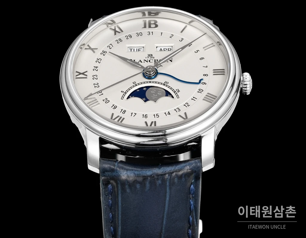 블랑팡 빌레레 컴플리트캘린더 문페이즈 오토매틱 40mm 6654N 화이트 다이얼