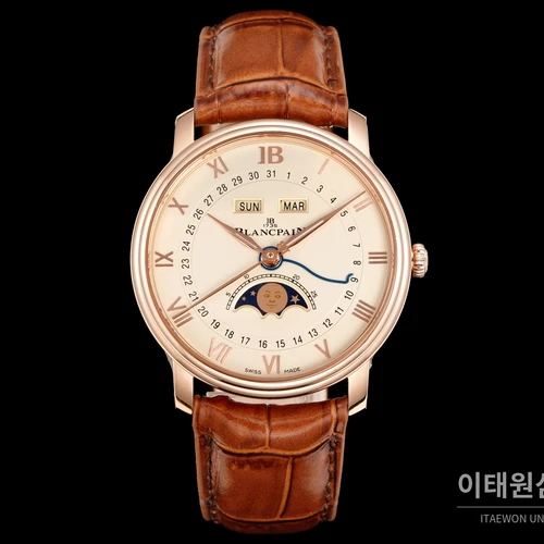블랑팡 빌레레 컴플리트캘린더 문페이즈 오토매틱 40mm 6654N 샴페인 다이얼