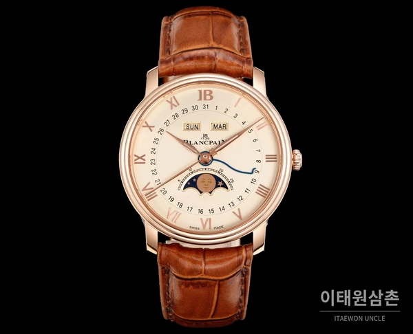 블랑팡 빌레레 컴플리트캘린더 문페이즈 오토매틱 40mm 6654N 샴페인 다이얼