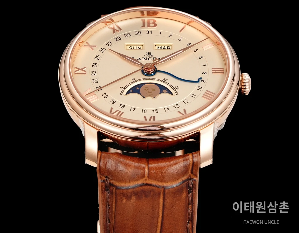 블랑팡 빌레레 컴플리트캘린더 문페이즈 오토매틱 40mm 6654N 샴페인 다이얼