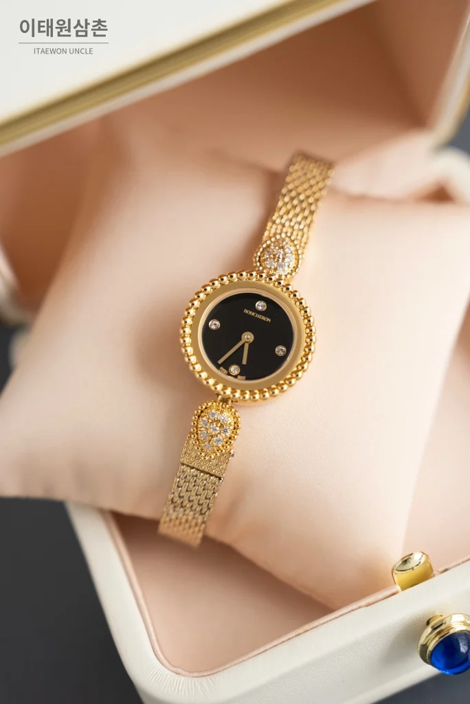 부쉐론 세르펭 보헴 골드베젤 블랙다이얼 쿼츠 워치 23mm