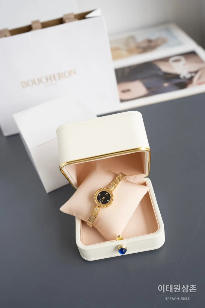 부쉐론 세르펭 보헴 골드베젤 블랙다이얼 쿼츠 워치 23mm