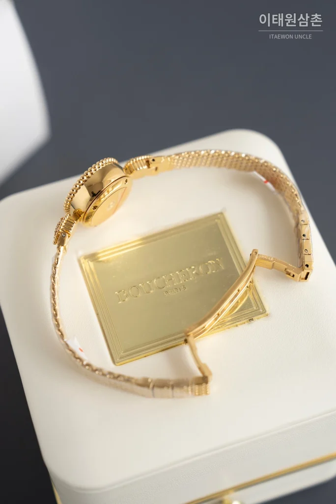 부쉐론 세르펭 보헴 골드베젤 블랙다이얼 쿼츠 워치 23mm (2)