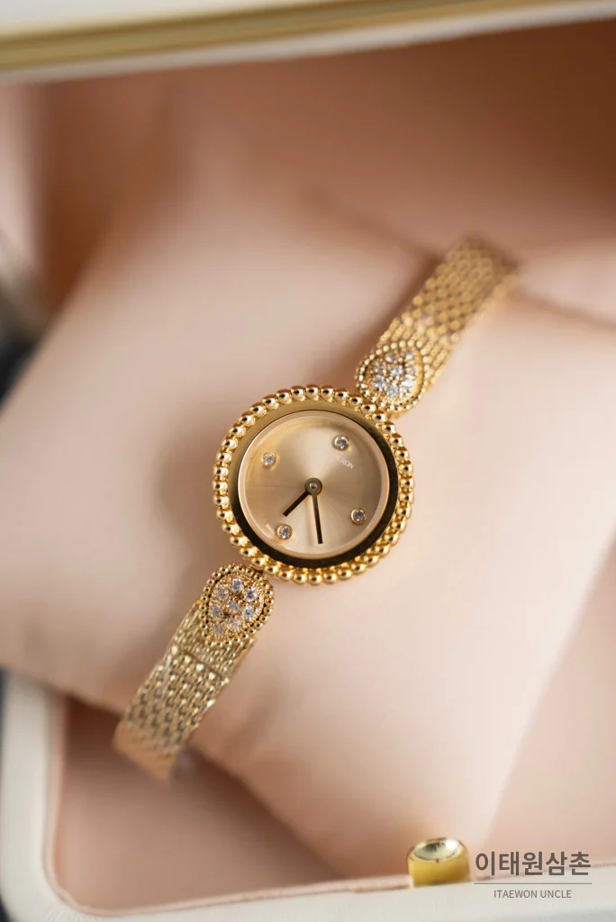 부쉐론 세르펭 보헴 골드베젤 골드다이얼 쿼츠 워치 23mm