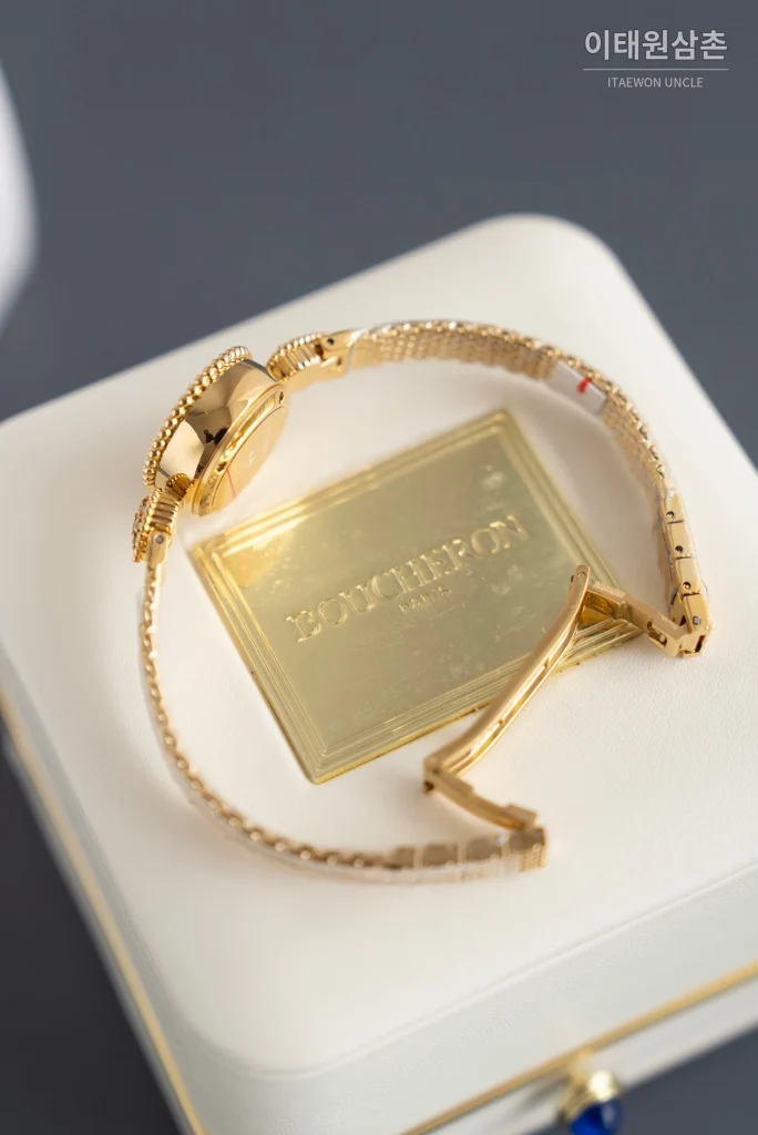 부쉐론 세르펭 보헴 골드베젤 골드다이얼 쿼츠 워치 23mm (2)
