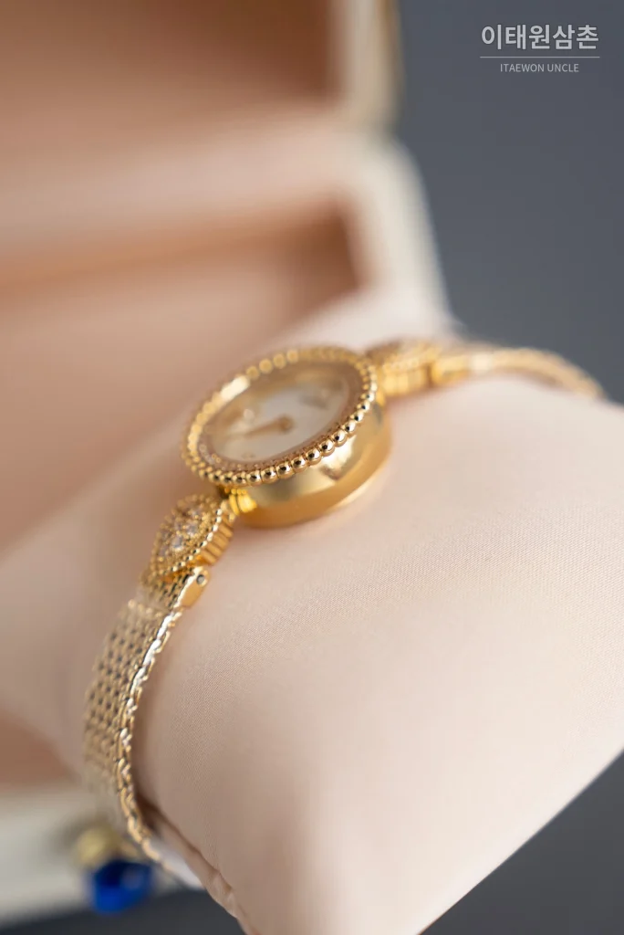 부쉐론 세르펭 보헴 골드베젤 화이트다이얼 쿼츠 워치 23mm (2)
