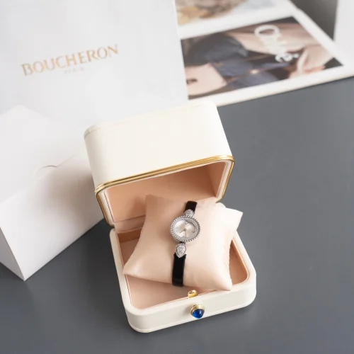 부쉐론 세르펭 보헴 자개다이얼 모이사나이트 쿼츠 워치 23mm 블랙 가죽 스트랩 화이트 베젤 부쉐론 세르펭 보헴 자개다이얼 모이사나이트 쿼츠 워치 23mm 블랙 가죽 스트랩 화이트 베젤